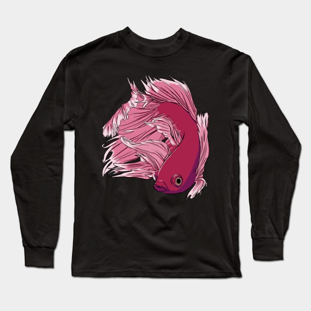 Betta with kissing lips Long Sleeve T-Shirt by ruhefuchs